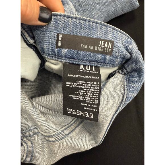 Kut from the Kloth Jeans Women's 10 JEAN Wide Leg Fab Ab High Waist Raw Hem - Picture 5 of 6